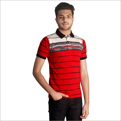 Mens Customized Print Cotton Polo Neck T-Shirt