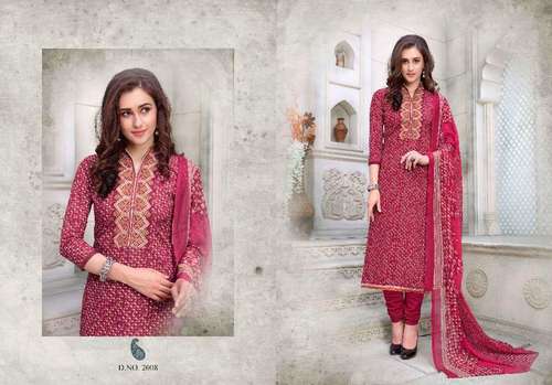 Dry Cleaning Cotton Work Suits With Chiffon Dupatta Mcm Farhaa