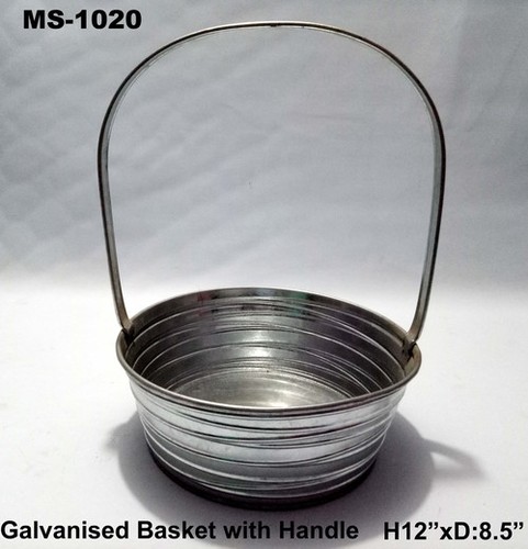 Galvanized Basket with Handle