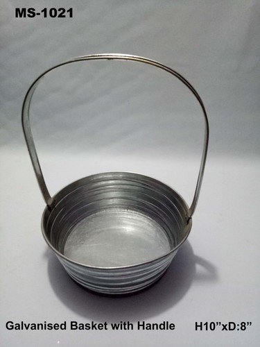 Galvanized Basket with Handle