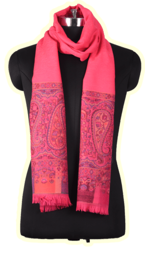 Peach Woolen Kani Palla Stole