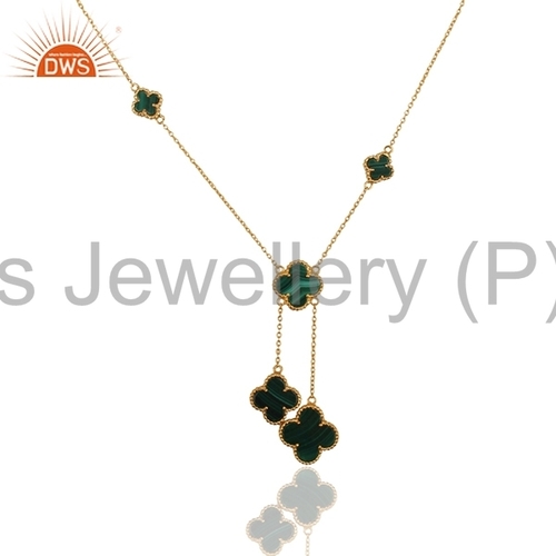 Malachite Gemstone Gold Plated Necklace