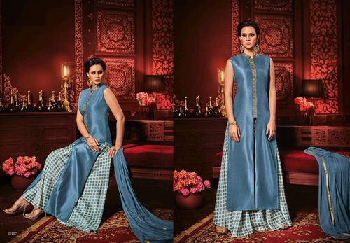 Sleeveless Printed Plazzo Style Salwar Kameez Online