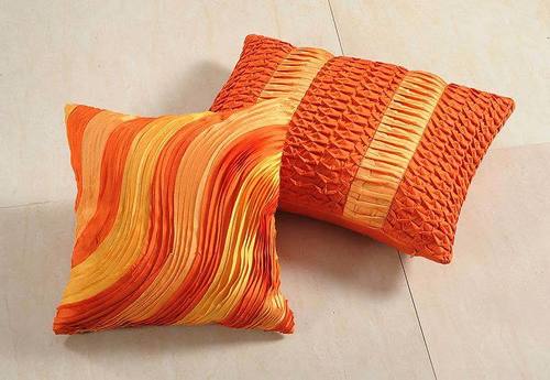 Designer Anti Wrinkle Orange Color Cushion Cover - Dimensions: 45X45  Centimeter (Cm)