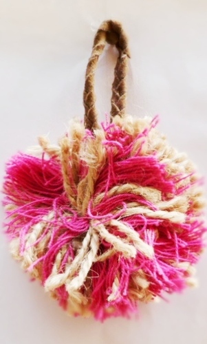 BROWN PINK POM POM Tassel