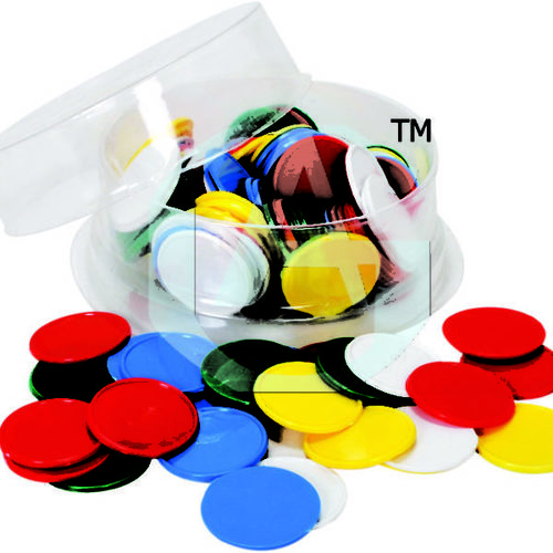 Counters Dia 30mm - Virgin Plastic 30mm Dia, 2mm Thick, 5 Colors | Counting Discs, Color Sorting, Educational Tool