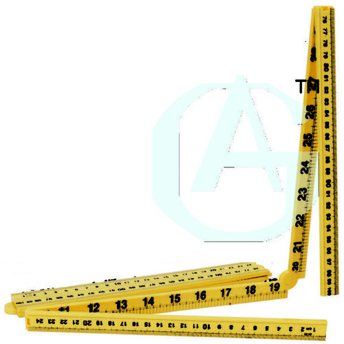 FOLDING METER STICKS (PLASTIC) - 100cm Yellow Plastic, Foldable Design, Metric Measurement, Three Hinges