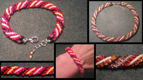 Beaded necklace with bracelet