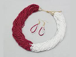 White maroon beads