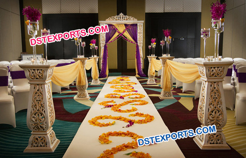 Wedding Aisleway Fiber Pedestals - 72 Inch White Fiber, 12 Inch Width, Intricate Carving, Elegant Design, Easy Assembly