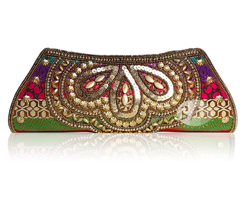 Ladies Clutch - Silk Brocade, Multi Color Design | Customizable Size, Logo, and Weight
