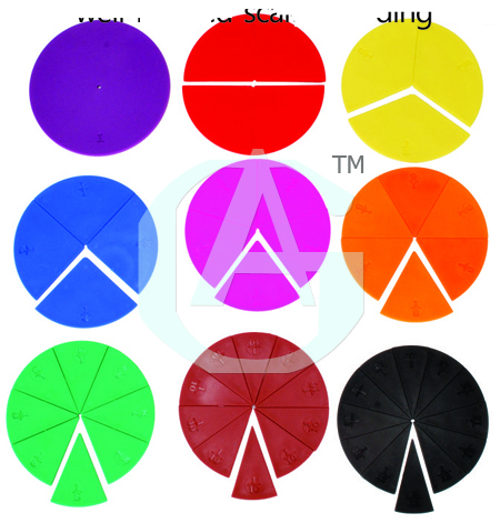 Plastic Fraction Disk - Plastic 10cm Red, Fraction Exploration, Circular Fractions, Angle Understanding