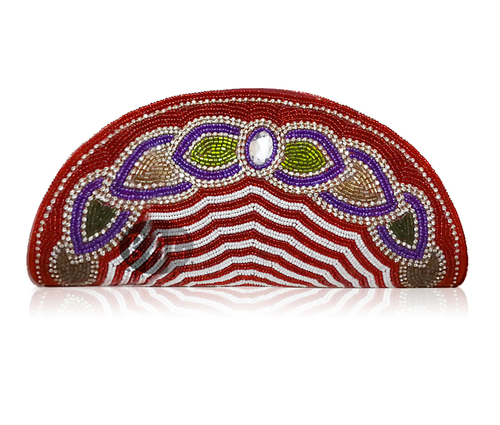Assorted Color Beads Work Clutch Bag