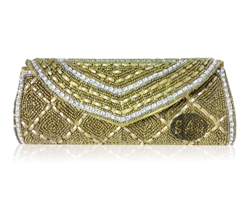 Beaded Clutch Bag - Gold, Custom Size & Design Options | Personalized Logo & Lightweight Design