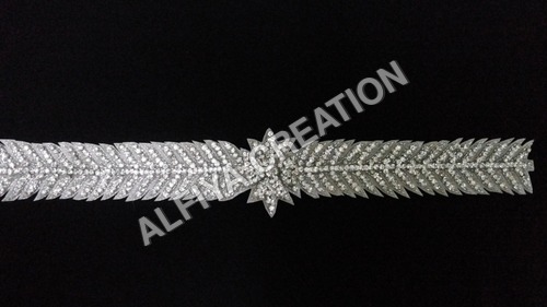 Silver crystal stone work belt By ALFIYA CREATION