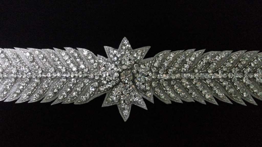 Silver crystal stone work belt