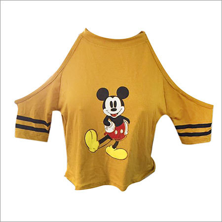 Ladies Cut Shoulder Crop Top