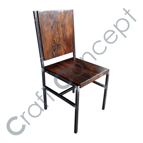 Industrial Chair - Iron & Mango Wood, Eco-Friendly, No Assembly Required, Contemporary Style