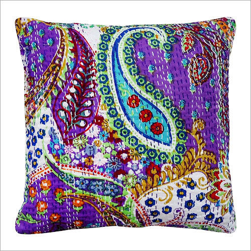 Purple Paisley Embroidered Cushion Cover