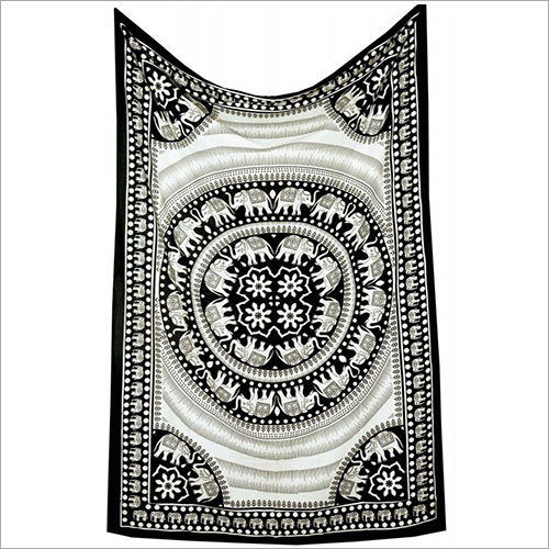 Black and White Twin Elephant Tapestry