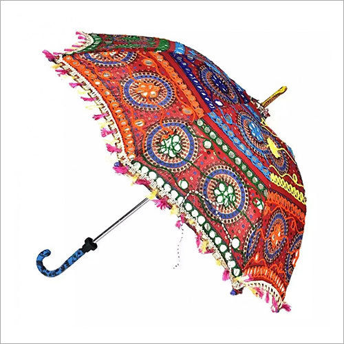 Multicolot Indian Embroidery Designer Maroon Umbrella