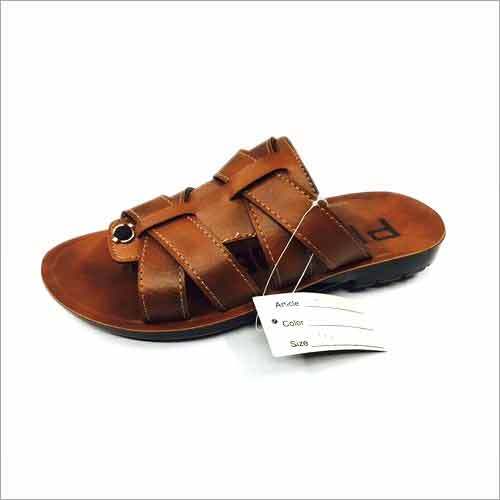 Brown Rexine Men'S Slipper With Pu Sole