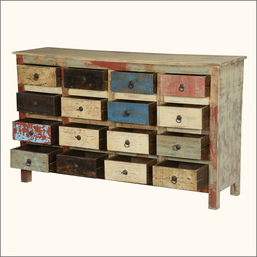 Multicolour Reclaimed Wood Sixteen Drawer Chest Multicolour Reclaimed Wood Sixteen Drawer Chest