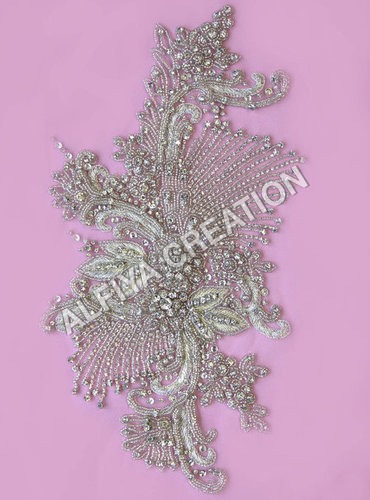 Exclusive crystal beaded patch work applique