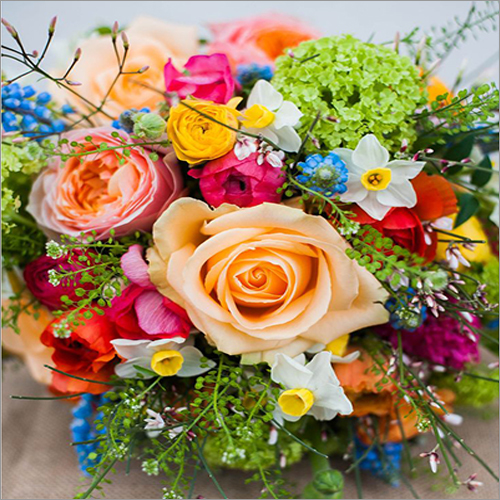 Flowers - Peach Bouquet, Multiple Flower Types, Floral Fragrance | Vibrant Colors, Fresh Flowers, Event Decoration, Gift Option