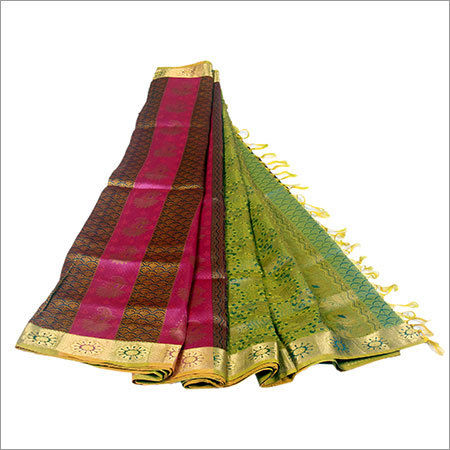 Green & Brown Modern Silk Saree