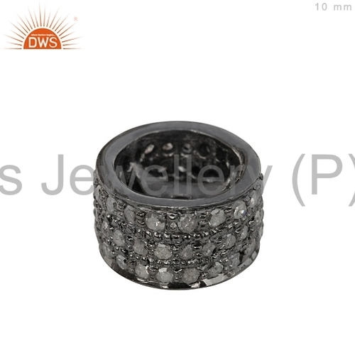 925 Sterling Silver Pave Diamond Beads Finding