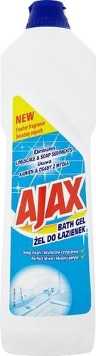 Ajax Bathroom Gel 500ml Plastic Bottle, Blue, 25x10x5cm - Removes Limescale, Soap Scum Removal, Fresh Fragrance, Deep Clean
