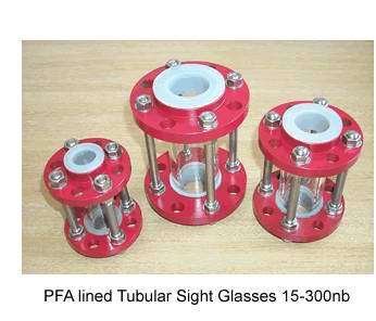 PTFE Lined Sight Glass Borosilicate glass tube