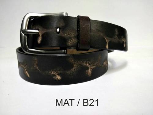 Zinc Designer Black Leather Belt