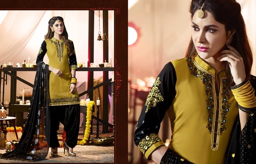 Cotton Work Salawar Suit - Cotton Top 2.50 Mtr, Rayon Bottom 2.70 Mtr, Nazneem Dupatta 2.40 Mtr | Borer Work, Fancy Sleeves, Elegant Style