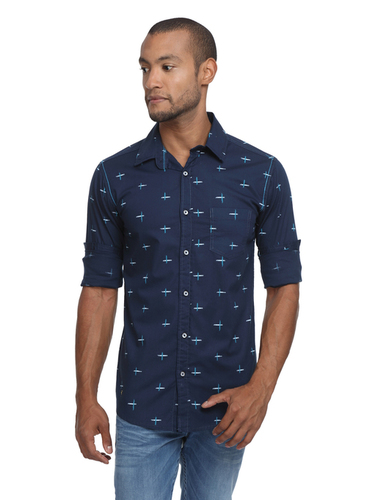 Blue Printed Shirt Size: Medium