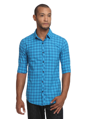 Blue Checks Shirts - Cotton Blend, Sizes L-XXXL | Systematic Production, Quality and Quantity Assurance
