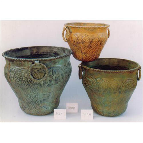 Patina Planters - Metal, Variable Dimensions, Green | Decorative, Durable, Compact, Antique Style