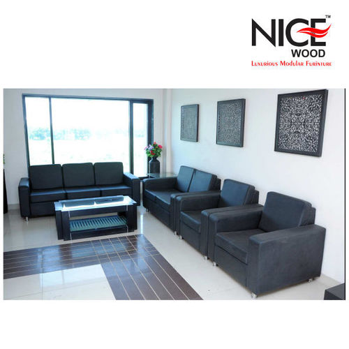 Office Black Leather Sofa