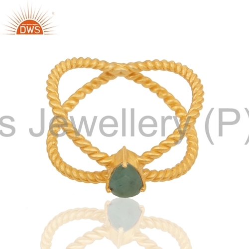 Emerald Gemstone Gold Plated Ring Manufacturer