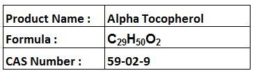 Alpha Tocopherol - Chemical Formula C29H50O2, CAS 59-02-9 | Antioxidant, Vitamin E, 99% Purity, Oil Soluble