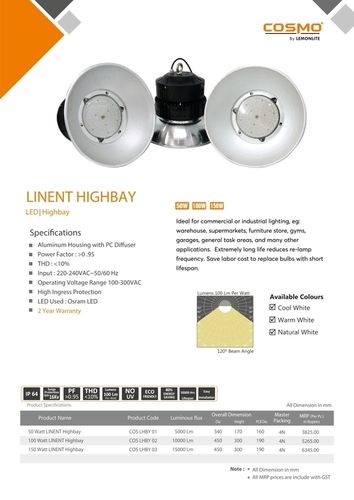 White Shine Highbay Light Cob 50w