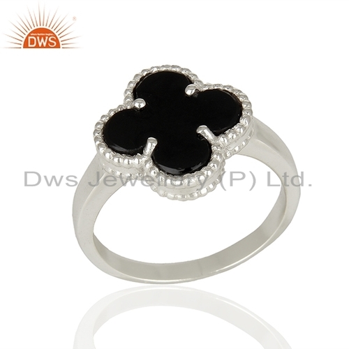 Clover Design Fine Silver Gemstone Ring