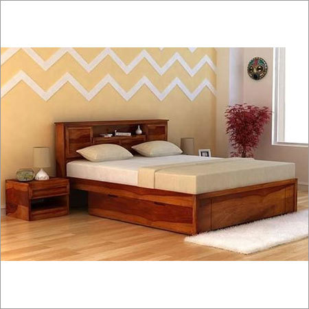 Wooden Double Bed - Sheesham Wood, 6x6x6 Feet, Brown Polish | Sturdy, Spacious, Storage Under Bed, Easy Assembly