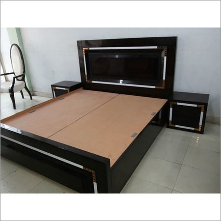 Designer Double Bed - Teak Wood, 6x6x6 ft, Dark Brown | Elegant Design, Panelled Headboard, Durable Frame, Customizable