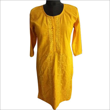 Ladies Fashionable Designer Kurtis - Cotton & Silk Blend, Long Sleeves, Simple Design | Beaded Decoration, Anti-Wrinkle, Waterproof, Washable, Non-Toxic, Suitable for All Seasons