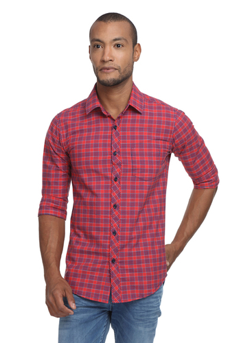 Red Checks Casual Shirts Size: Extra Large