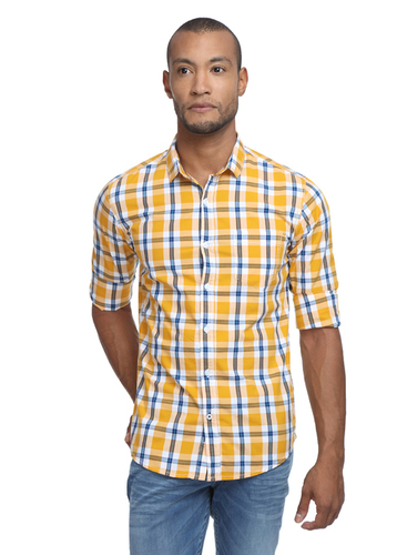 Yellow Checks Shirts Size: Medium