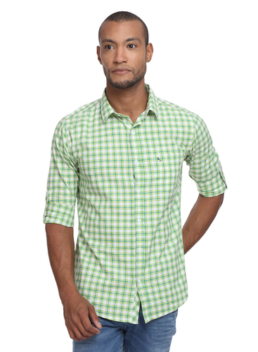 Green Casual Checks Shirts