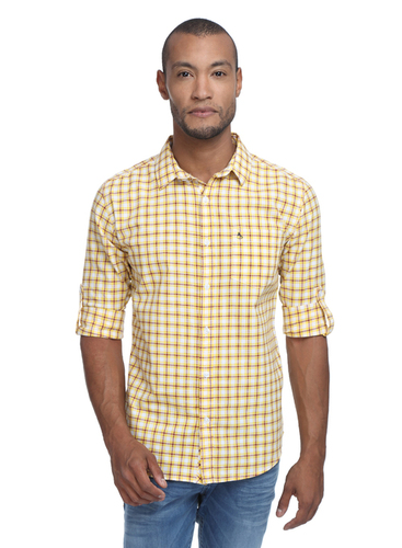 Yellow Casual Checks Shirts Size: Medium